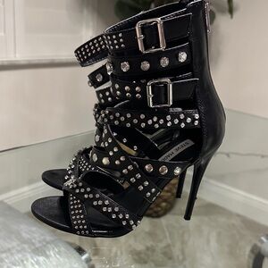 Steve Madden Buckled Black Rhinestone Buckle Heels Rehab